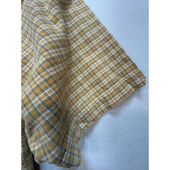 Woolrich Mens Plaid Short Sleeve Button Up Shirt Size L Yellow/White Casual - Picture 7 of 7